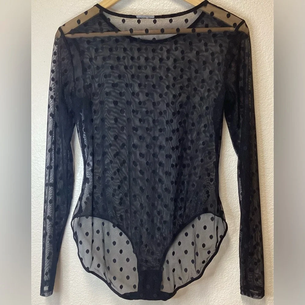 Bodysuit mesh polka dot long sleeve - Picture 2 of 12